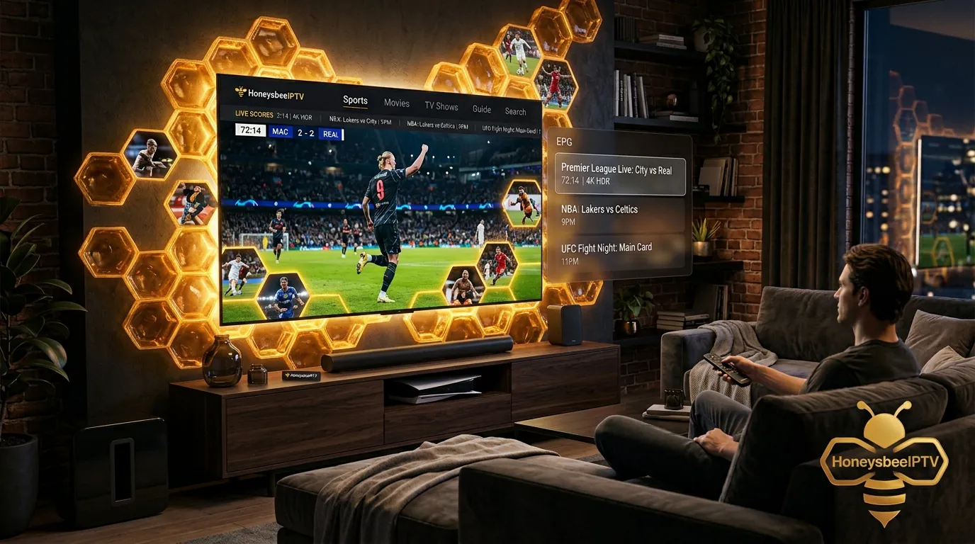 Watch 24,000+ live Honey Bee IPTV channels in 4K on honeysbeeiptv.com